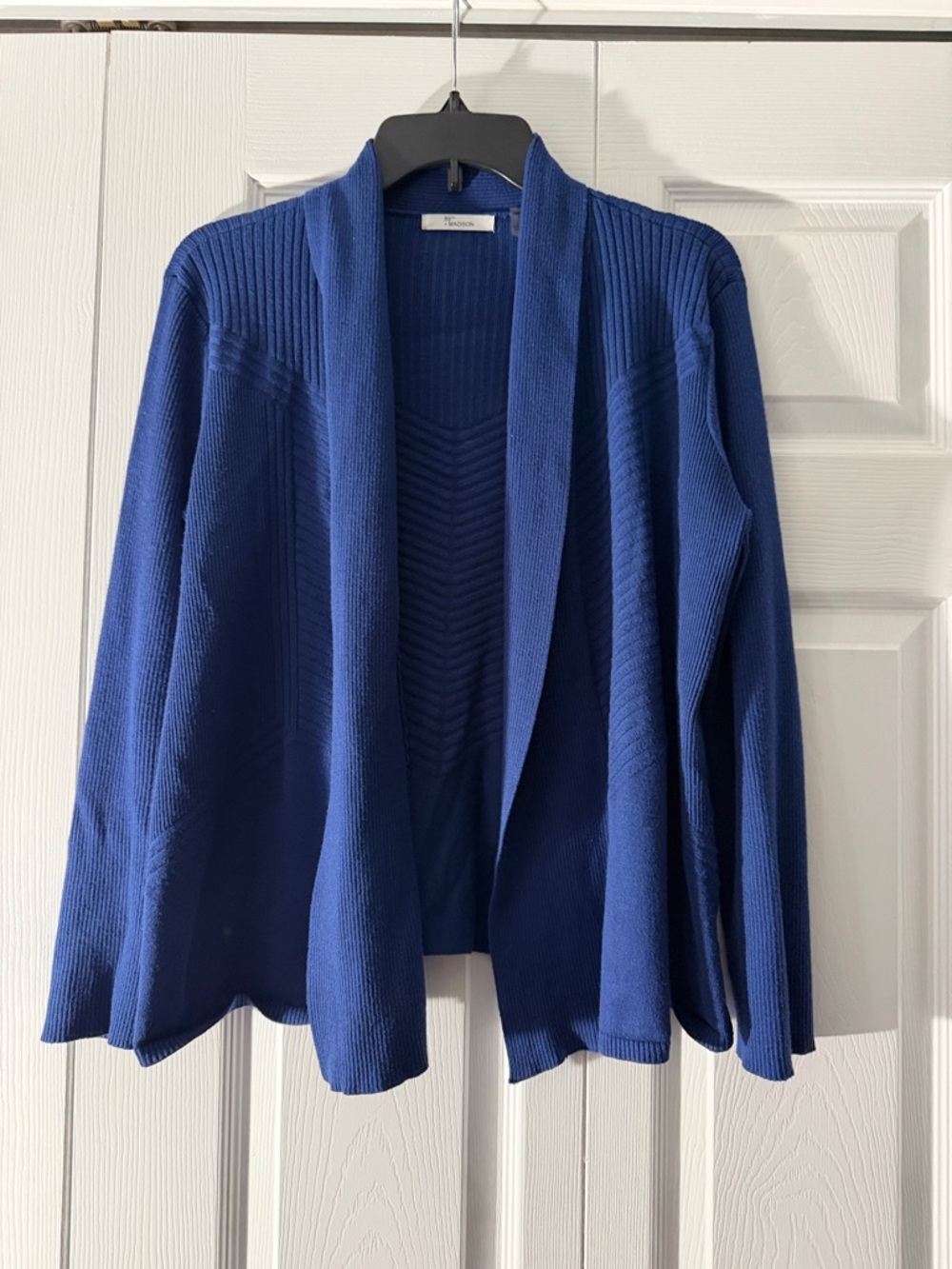 Madison Royal Blue Open-Front Ribbed Cardigan